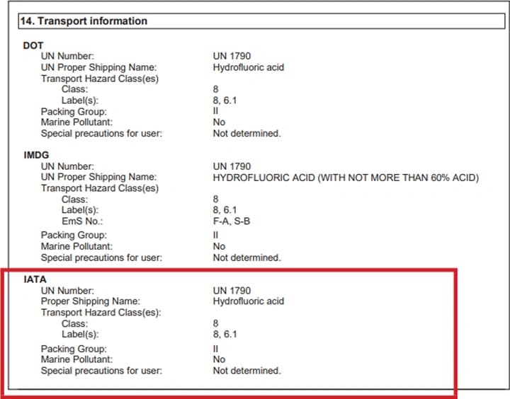 Dangerous Goods SDS Example Dangerous Goods SDS Example