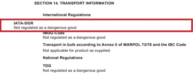 Non-Dangerous Goods SDS Example Non-Dangerous Goods SDS Example